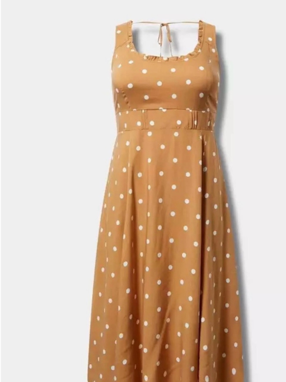 torrid NWT Camel Polka Dot Sleeveless Midi Dress - Picture 1 of 7